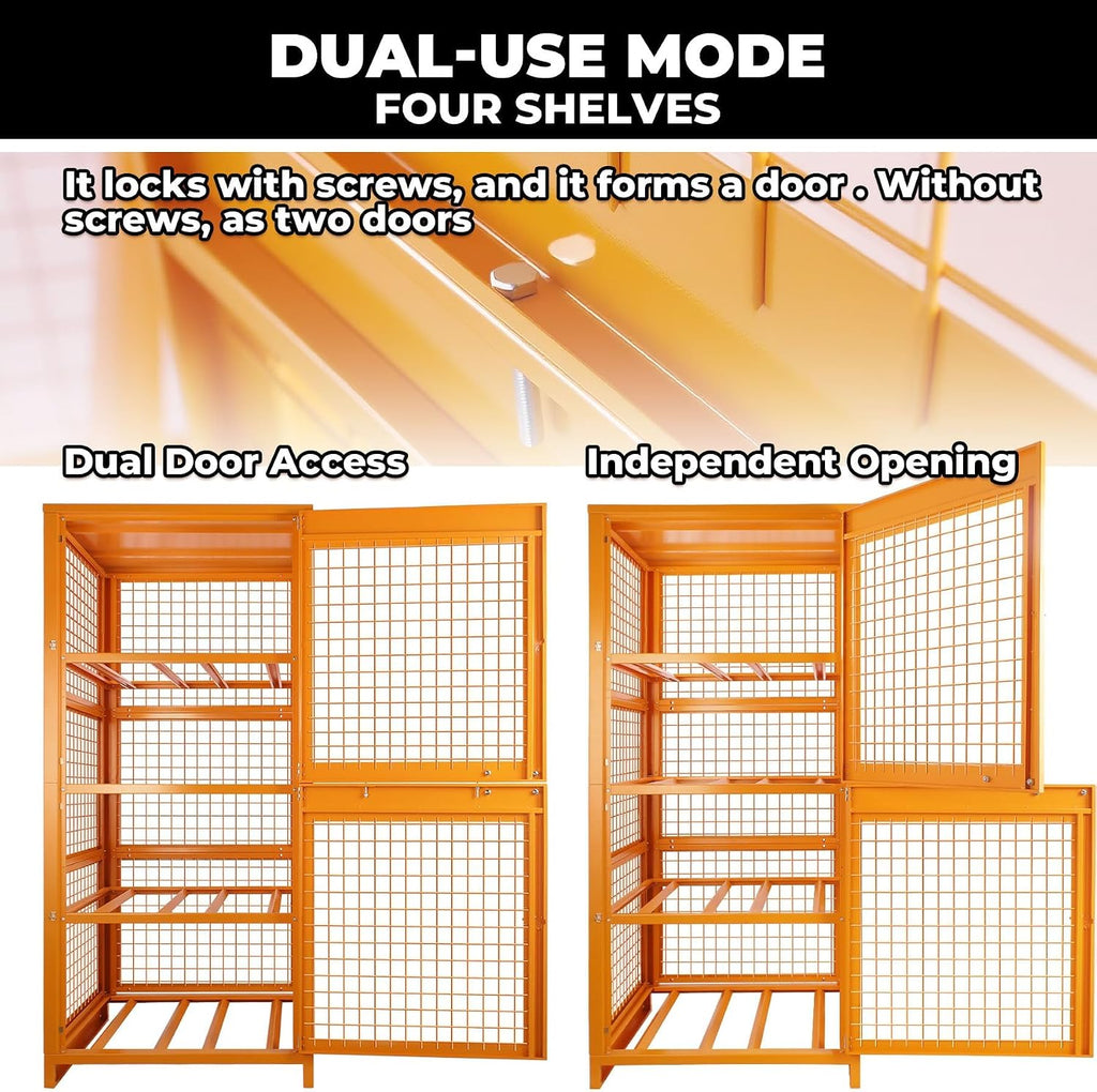 Sidasu Propane Tank Storage Cage for 8 Cylinders-31.5'x30'x67', Lockable Outdoor Storage Box with Split Doors, Heavy Duty Cylinder Storage Cabinet, Yellow Powder Coated,Fits 3,5,11,20,30,33lb Tanks