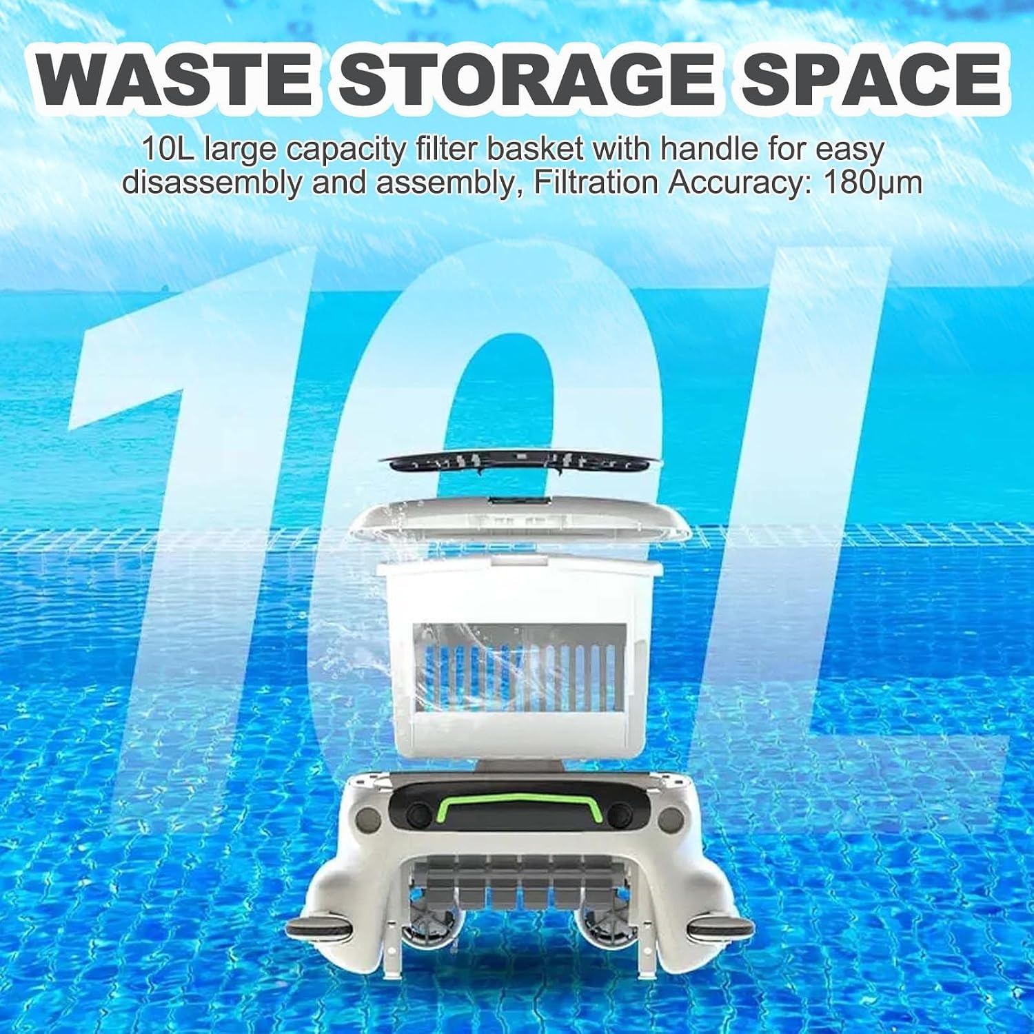 Cordless Robot Pool Cleaner 7800mah -24/7 Operation,Large 10l Debris Basket, Auto/Remote Dual Mode,Automatic Pool Vacuum for Above Ground Pools, Pool Robot Up to 2000 Sq.Ft