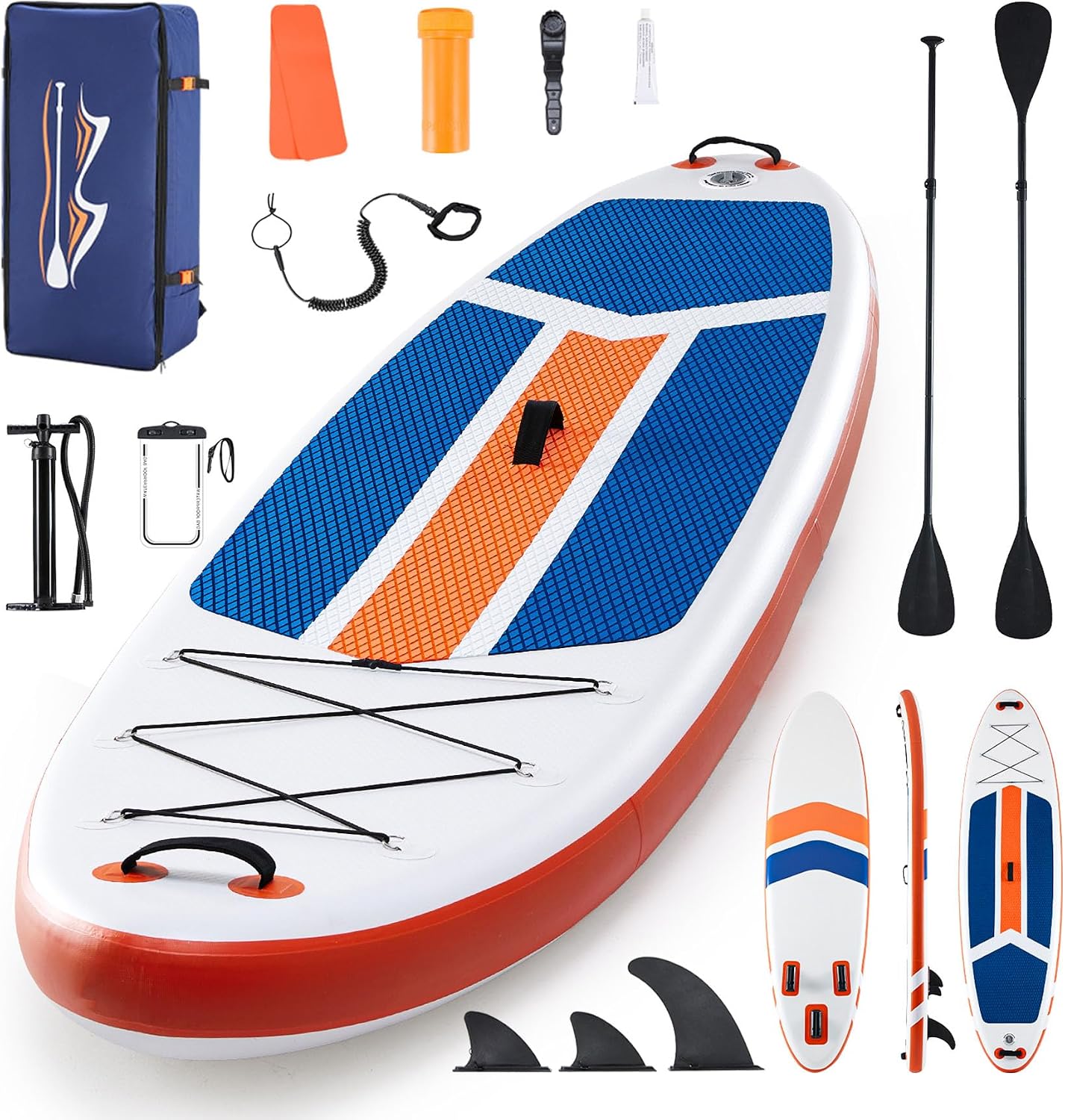 10'6x33'' Extra Wide Inflatable Paddle Board, 400lb Capacity Stand Up Paddle Board for Adults, Stable Inflatable Sup Yoga Board, All Skill Levels, 2Pcs Paddle & Carry Bag, 1 Repair Kit