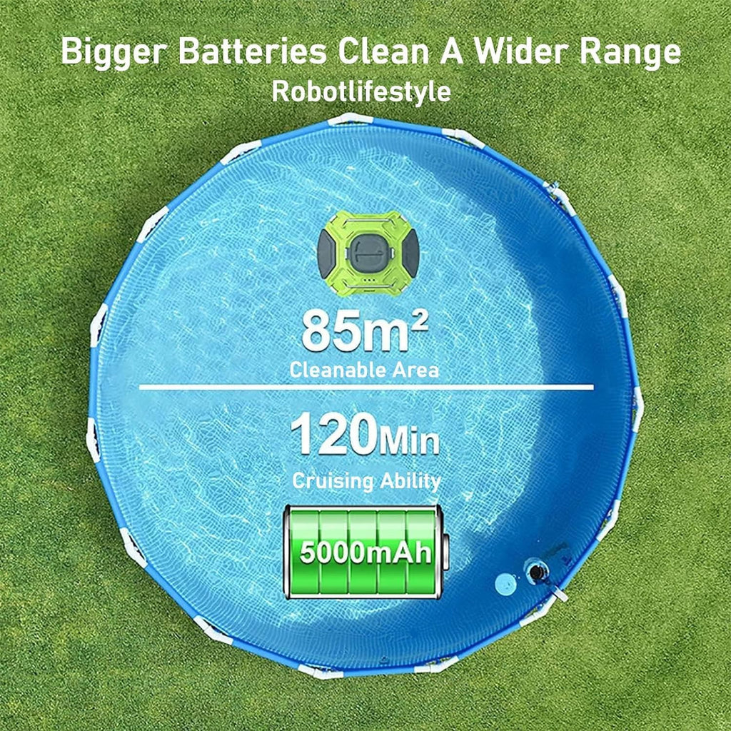 Cordless Robotic Pool Cleaner, Swimming Pool Cleaner Robot Automatic 5000mAh Intelligent Rechargeable Robotic Pool Vacuum Cleaning Electric Equipment Cordless