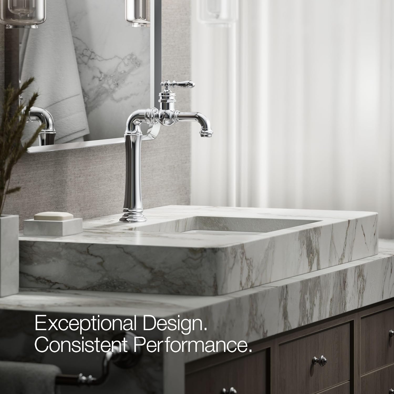 Kohler 72763-9M-CP Artifacts® Gentleman's® Single-Handle Bathroom Sink Faucet, 1.2 gpm, Polished Chrome