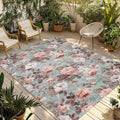 Pink Green Spring Floral Outdoor Rug for Patio/Deck/Porch, Non-Slip Large Area Rug 5 x 8 Ft, Vintage Botanical Summer Indoor Outdoor Rugs Washable Area Rugs, Reversible Camping Rug Carpet Runner