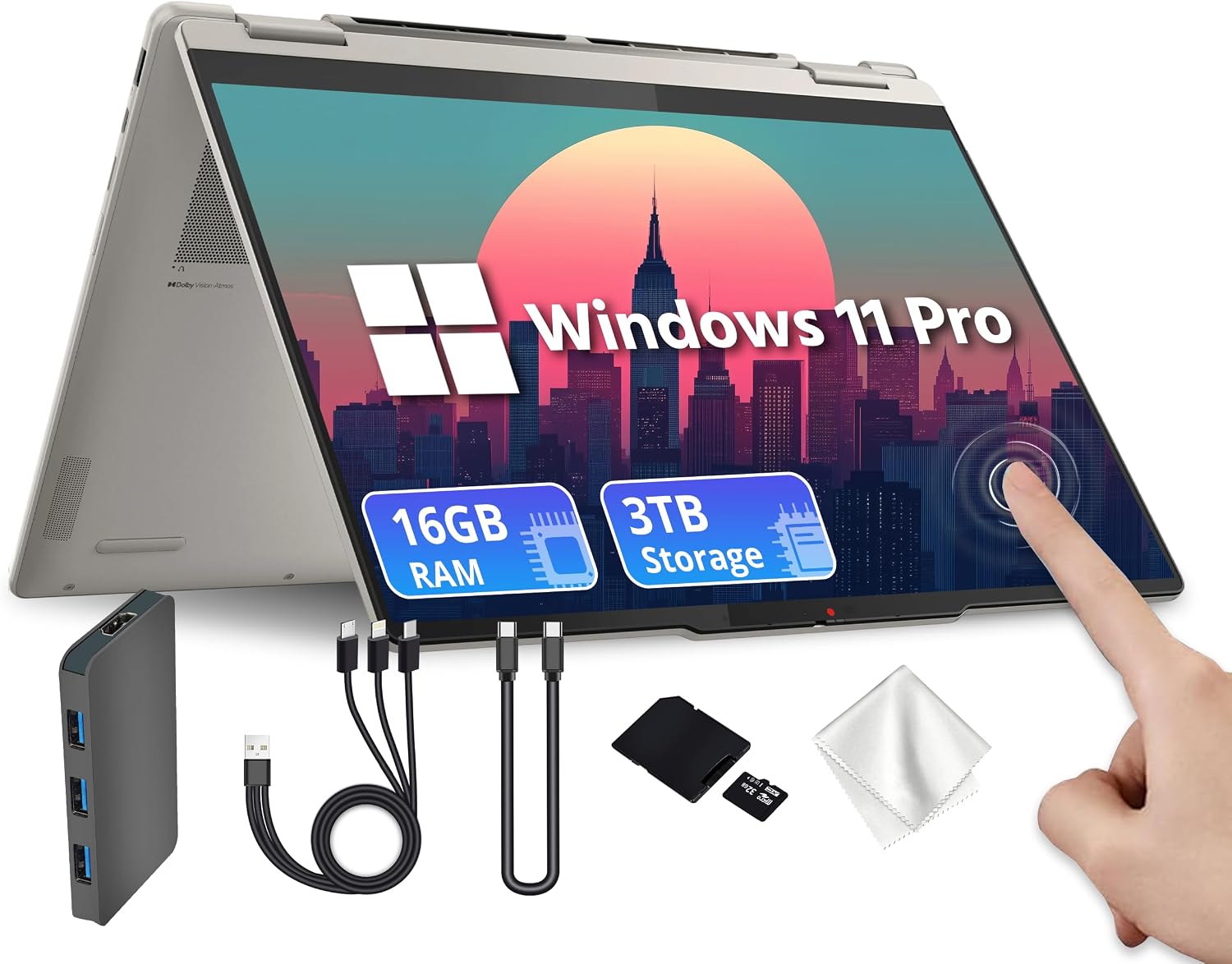 Lenovo Yoga 7i 2-in-1 16' 2K Touchscreen Laptop, Intel Ultra 5 125U, 16GB LPDDR5X, 2.28TB Storage(2TB SSD +288GB Docking Station Set), Backlit Keyboard, Fingerprint Reader, WiFi 6E, Win 11 Pro, Grey