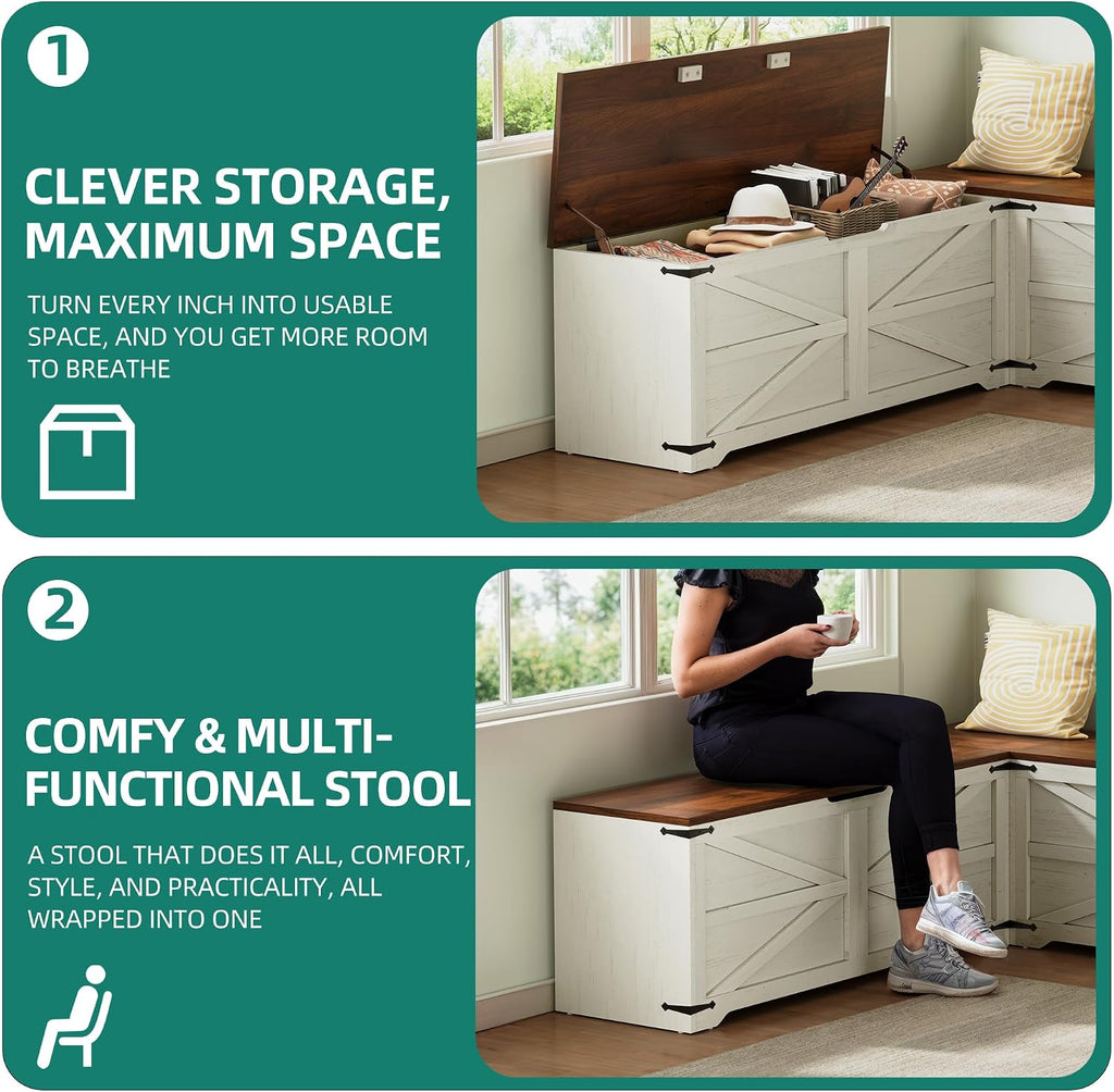 YITAHOME Corner Chest, L-Shaped Storage Bench with Huge Capacity, Heavy-Duty Metal Hinges for Smooth Opening, Suitable for Organizing Your Space & Adding Elegance to Any Room