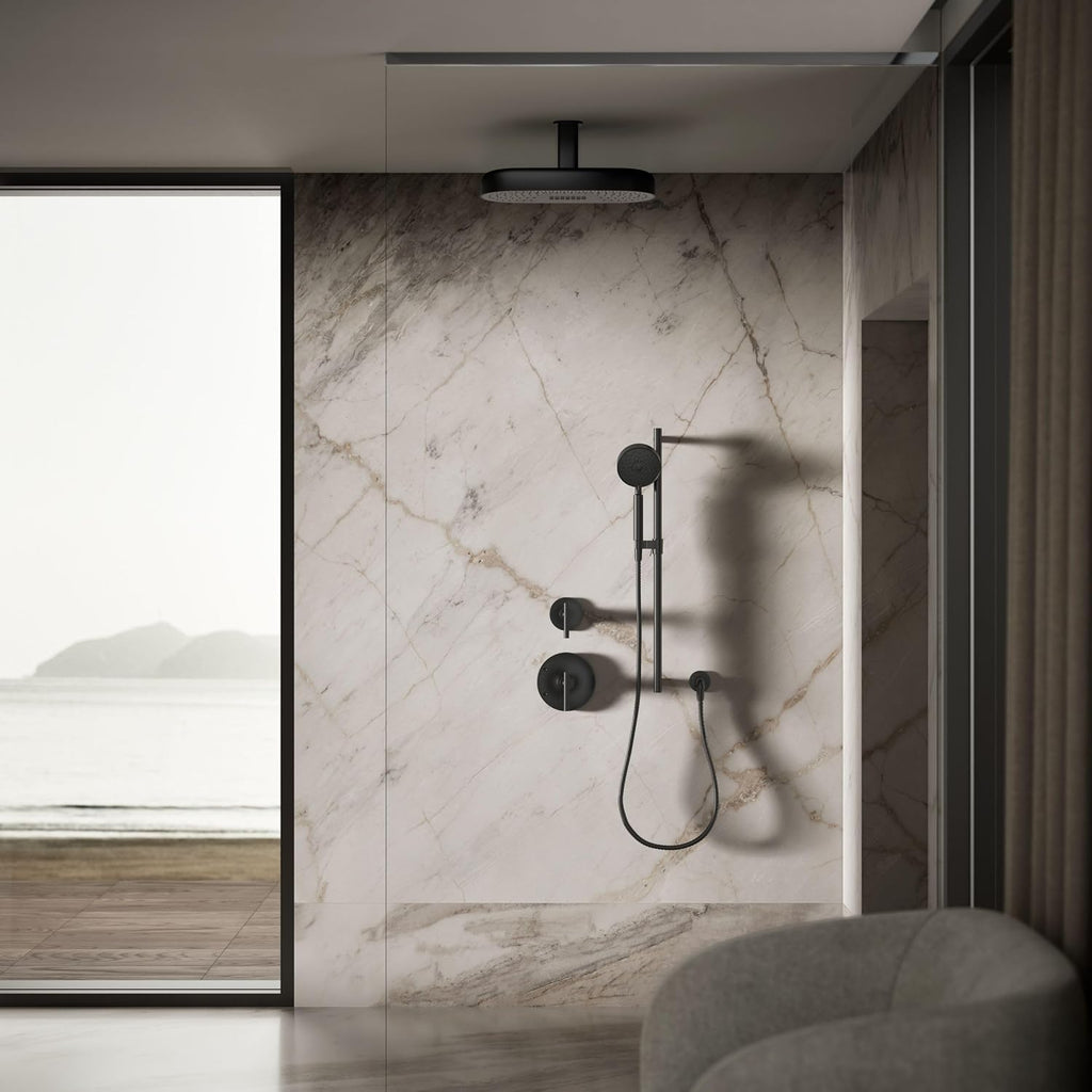 Kohler 26297-BL Statement® Oblong 18' two-function rainhead, 2.5 gpm, Matte Black