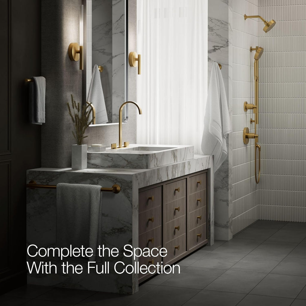 Kohler 77966-2MB Components® Bathroom sink faucet spout with Ribbon design, 1.2 gpm, Vibrant Brushed Moderne Brass
