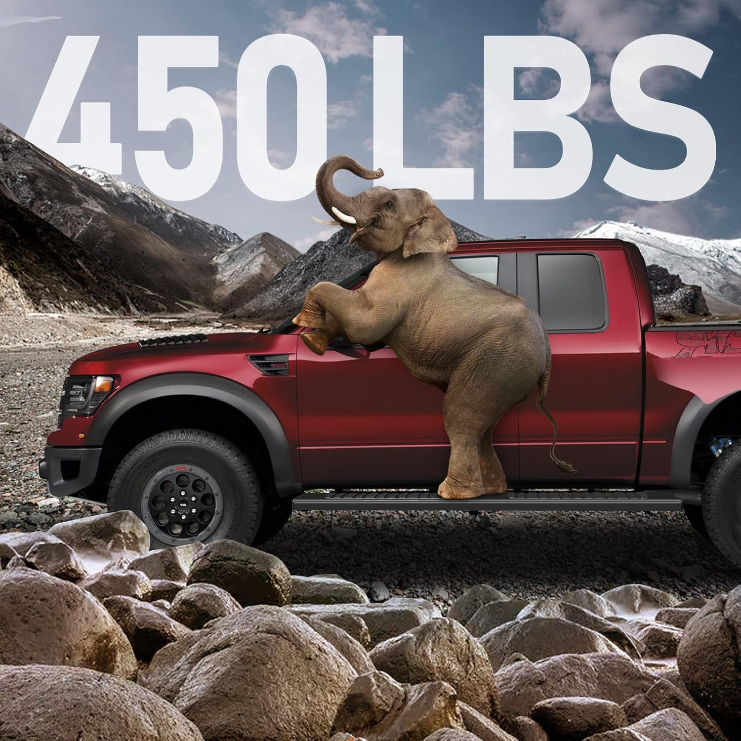 6 Inch Running Boards Compatible with 2019-2026 Ford Ranger Super Crew Cab with 4 Full Size Doors. Ford Ranger Steps Rock Sliders Step Bar Side Steps. Galvanized Carbon Steel Black Nerf Bar.