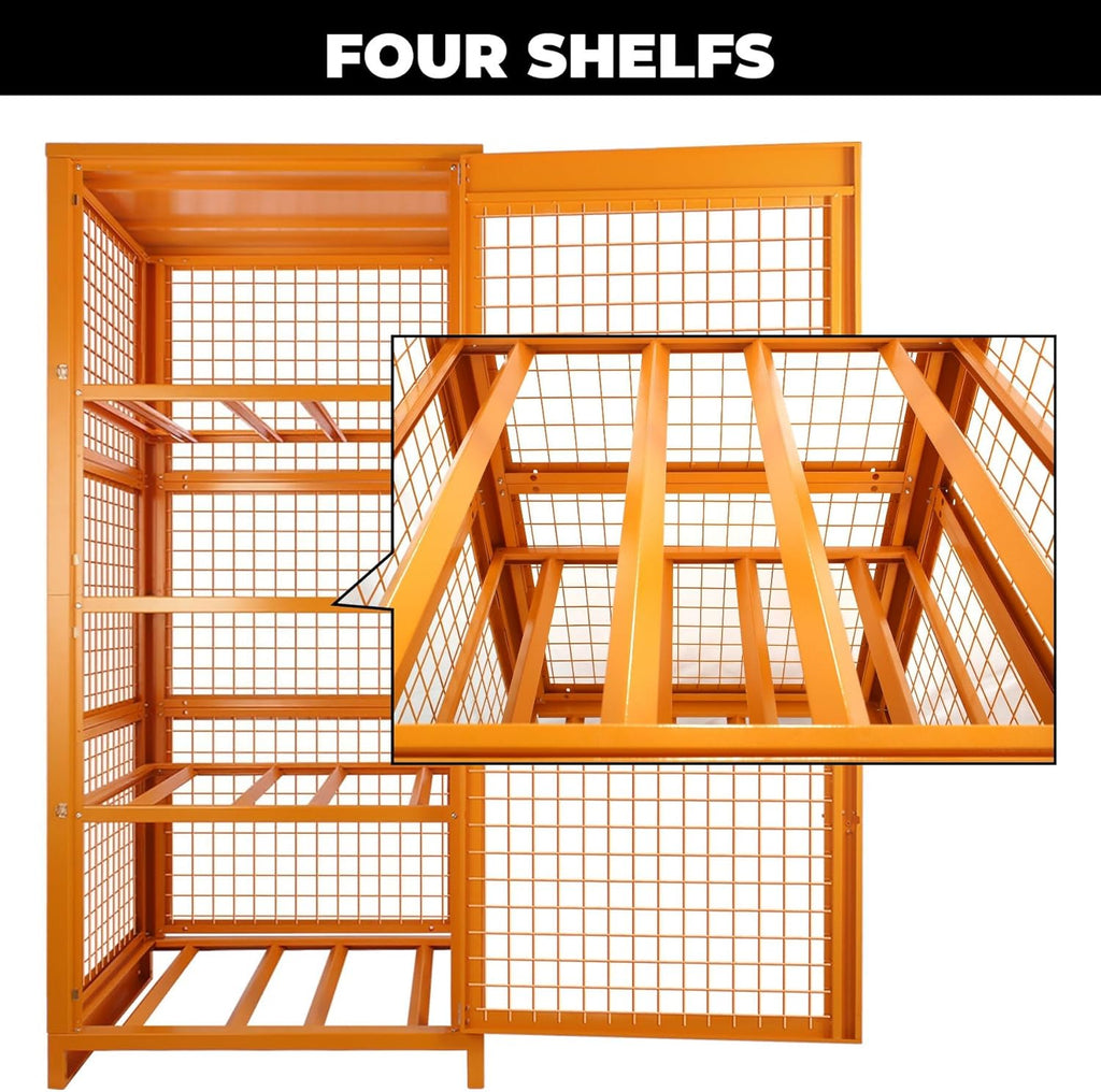 Sidasu Propane Tank Storage Cage for 8 Cylinders-31.5'x30'x67', Lockable Outdoor Storage Box with Split Doors, Heavy Duty Cylinder Storage Cabinet, Yellow Powder Coated,Fits 3,5,11,20,30,33lb Tanks