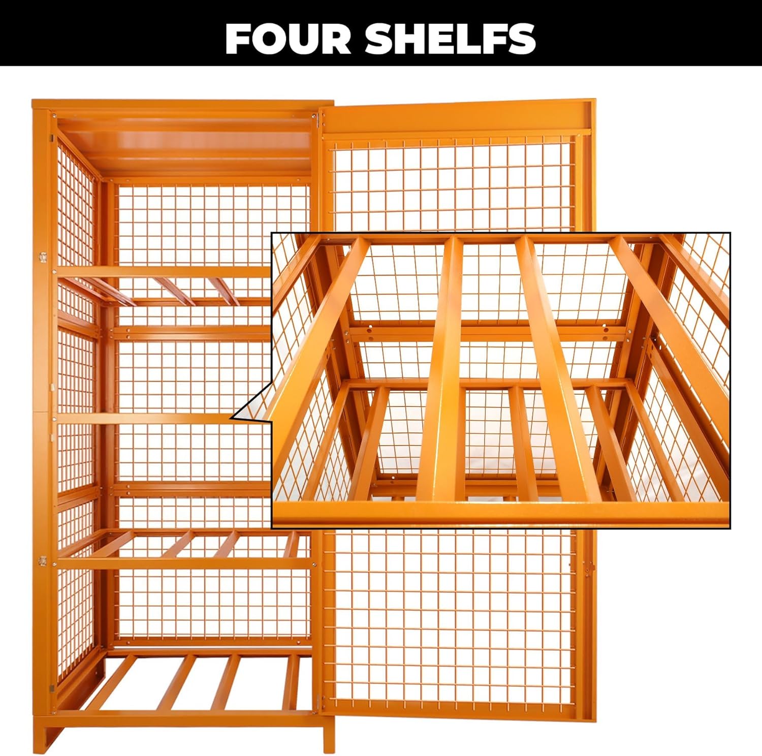 Sidasu Propane Tank Storage Cage for 8 Cylinders-31.5'x30'x67', Lockable Outdoor Storage Box with Split Doors, Heavy Duty Cylinder Storage Cabinet, Yellow Powder Coated,Fits 3,5,11,20,30,33lb Tanks