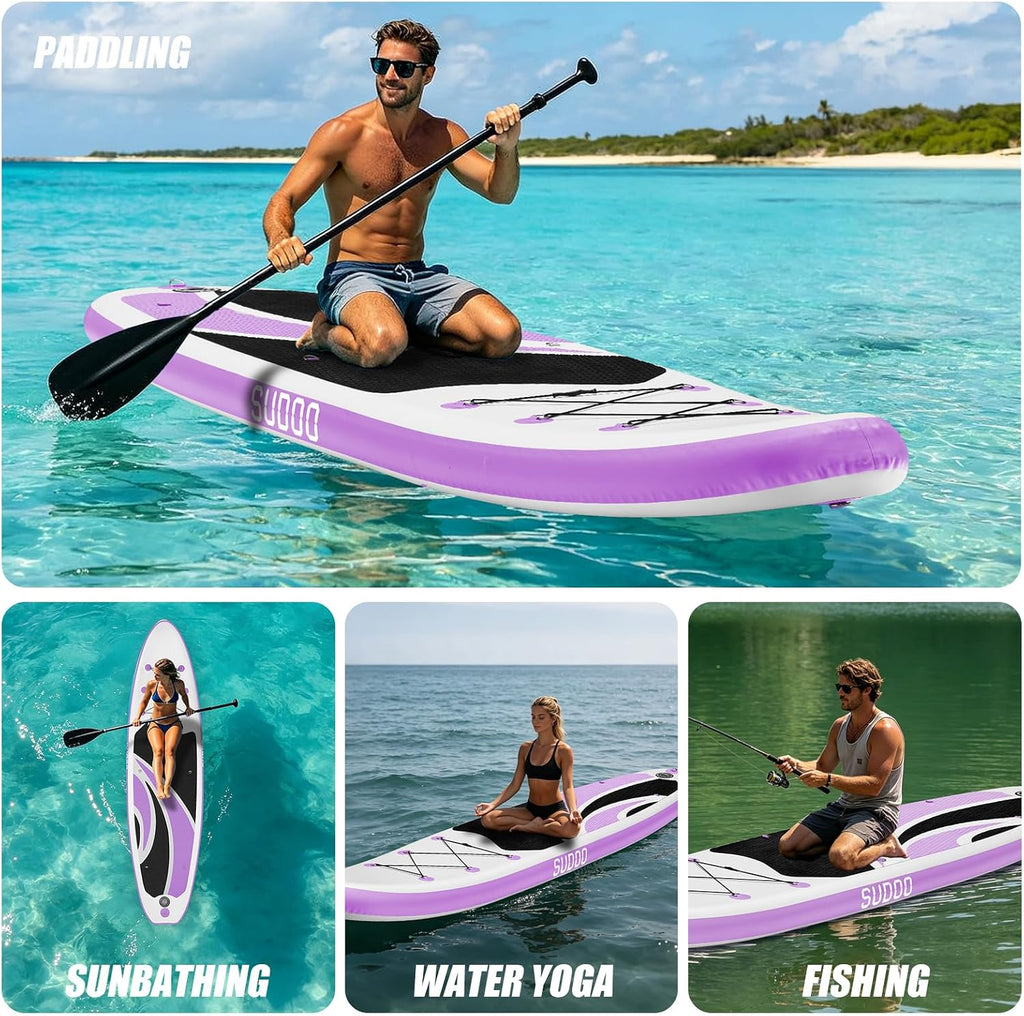SUDOO Inflatable Stand Up Paddle Board 10'/ 10'6' SUP with 450LB Weight Capacity Adjustable Paddle Wide Stable Non Slip EVA Deck Complete Accessories for Adults Beginners Youth Outdoor Water Sports
