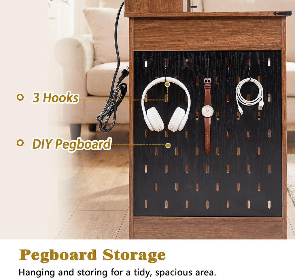 RiteSune 55' Farmhouse Computer Desk with Power Outlets, Removable Monitor Stand with Drawers, Keyboard Tray & Storage Cabinet, Home Office Writing Desk with Pegboard Organizer