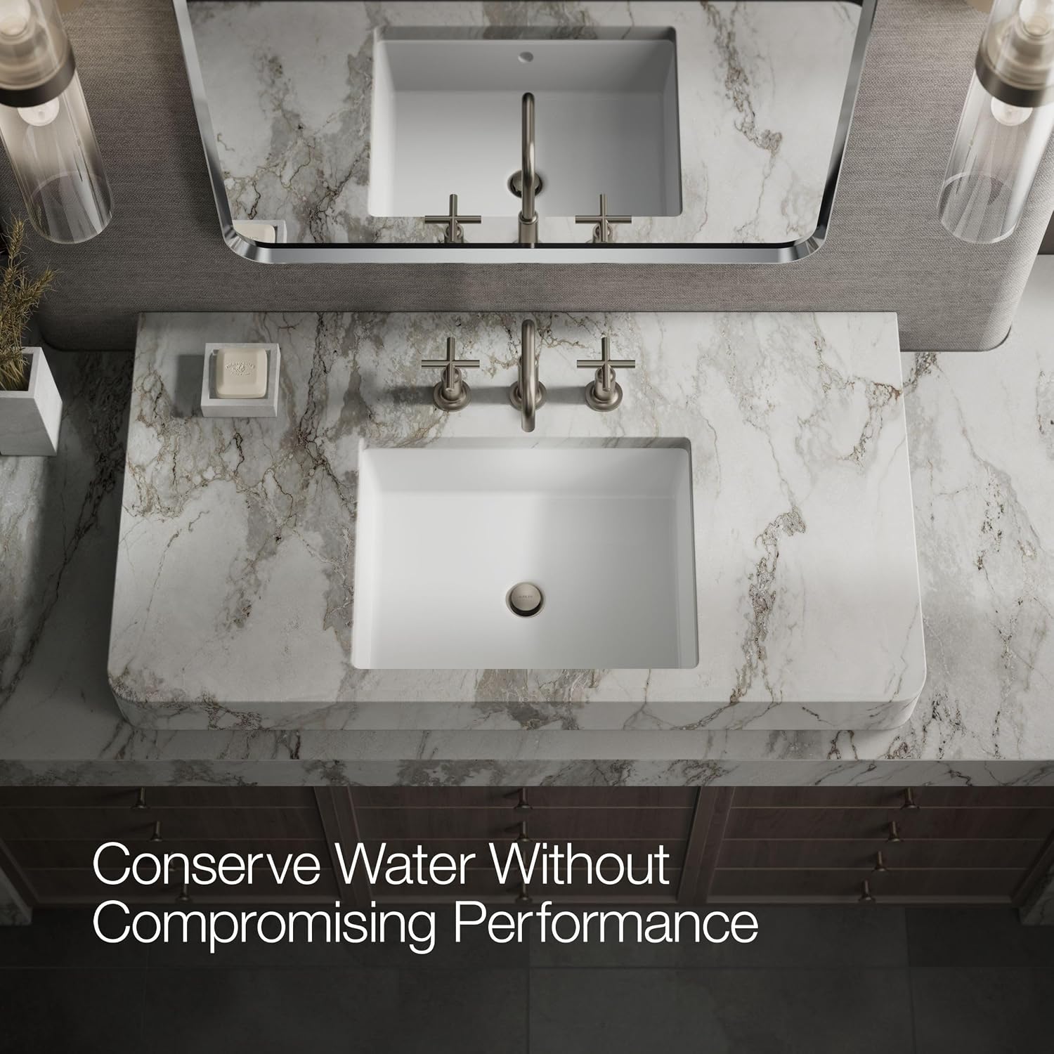 KOHLER K-14406-3-BN Purist® Widespread Bathroom Sink Faucet, Bathroom Faucets, 3-Hole with Low Cross Handles, 1.2 GPM, Vibrant Brushed Nickel