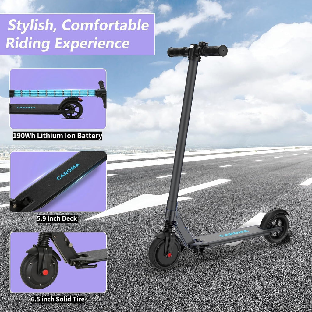 Caroma Electric Scooter Adults Peak 450W, 16-21 Miles Range E Scooter, Safe Speed Control Scooter with Smart LED Display Max 16 MPH, Lightweight Foldable E-Scooter,Electric Scooter for Kids,Gift Idea