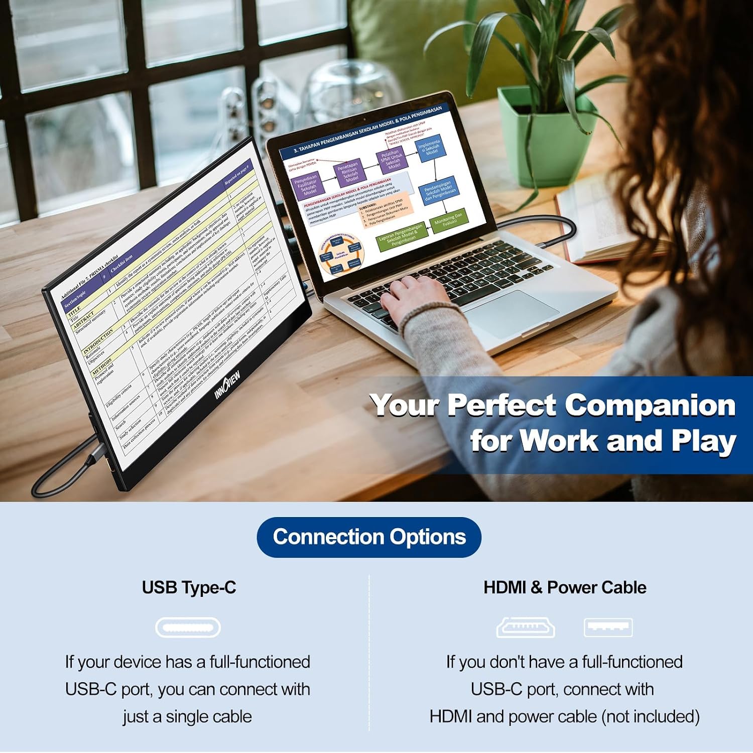 2K 180Hz Portable Gaming Monitor, 23.8' 2560x1440 QHD Fast IPS 115% sRGB Portable Monitor w/180° Adjustable Stand Type-C HDMI Eye Care External Second Screen for Laptop Phone PS4 PS5 Switch Xbox PC