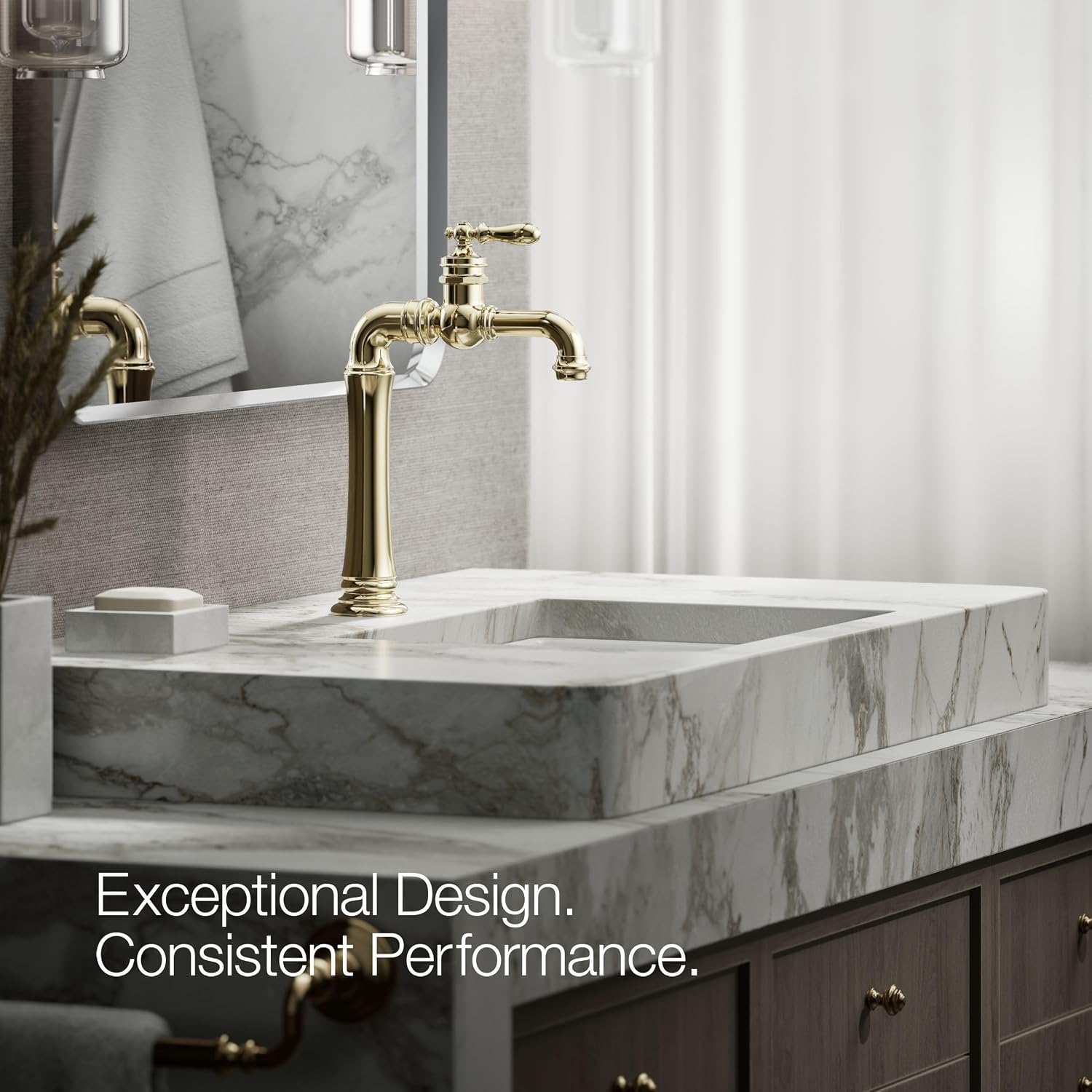 Kohler 72763-9M-AF Artifacts® Gentleman's® Single-Handle Bathroom Sink Faucet, 1.2 gpm, Vibrant French Gold