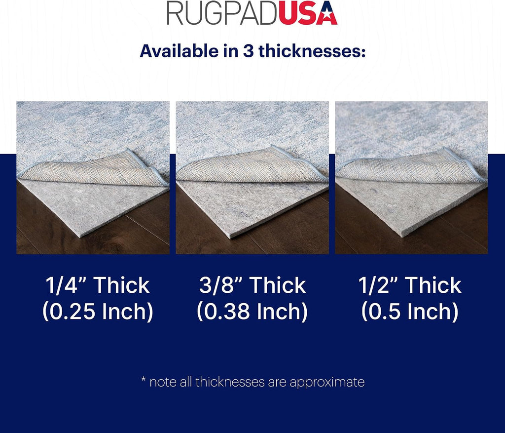RUGPADUSA, 5'3' x 7'6', 100% Felt Rug Pad (3/8' Thick), Safe for All Floors, Low-VOC, Made in the USA, 2-Year Warranty