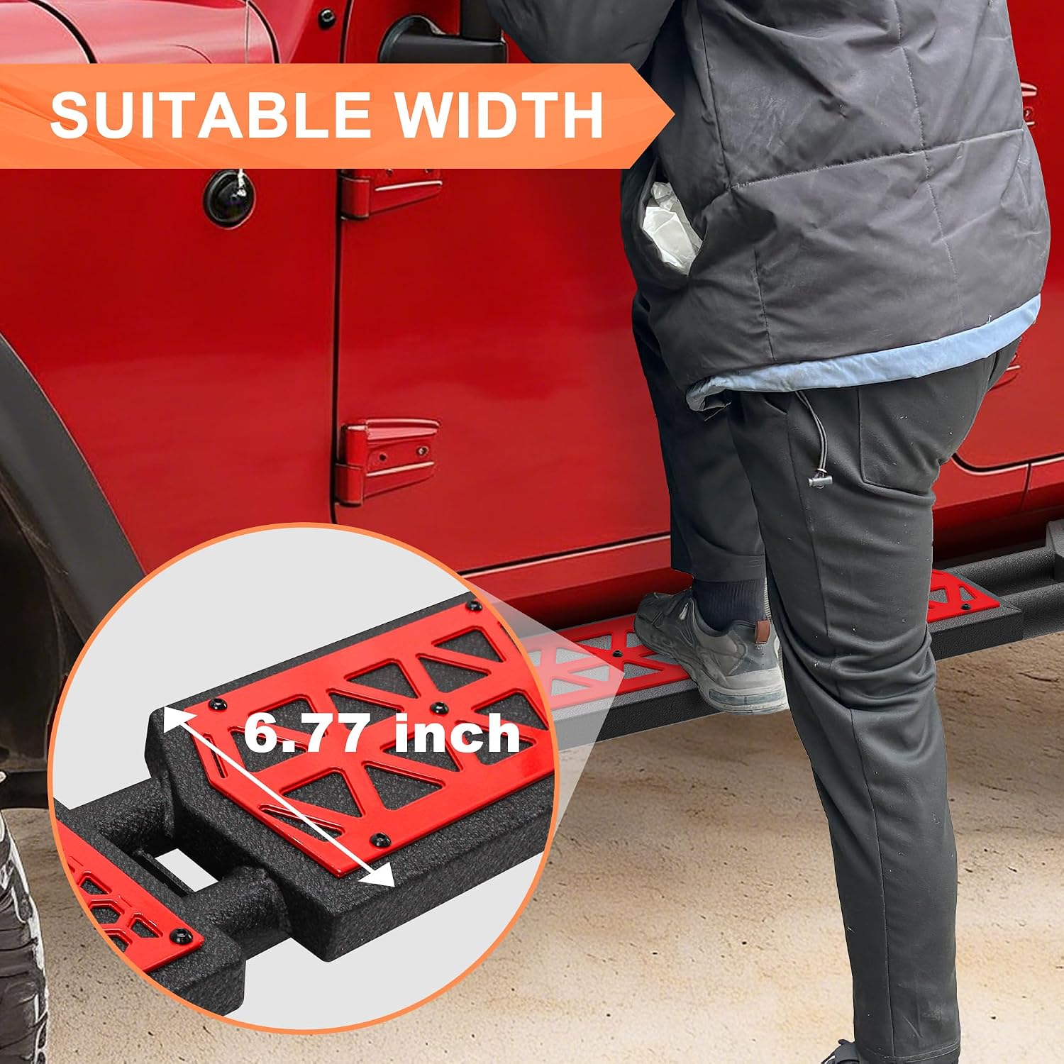 Red Running Boards fit for Jeep Wrangler JK 2007-2018 | Side steps fit for JK 4 door rock rail steps carbon steel rock sliders estribos para