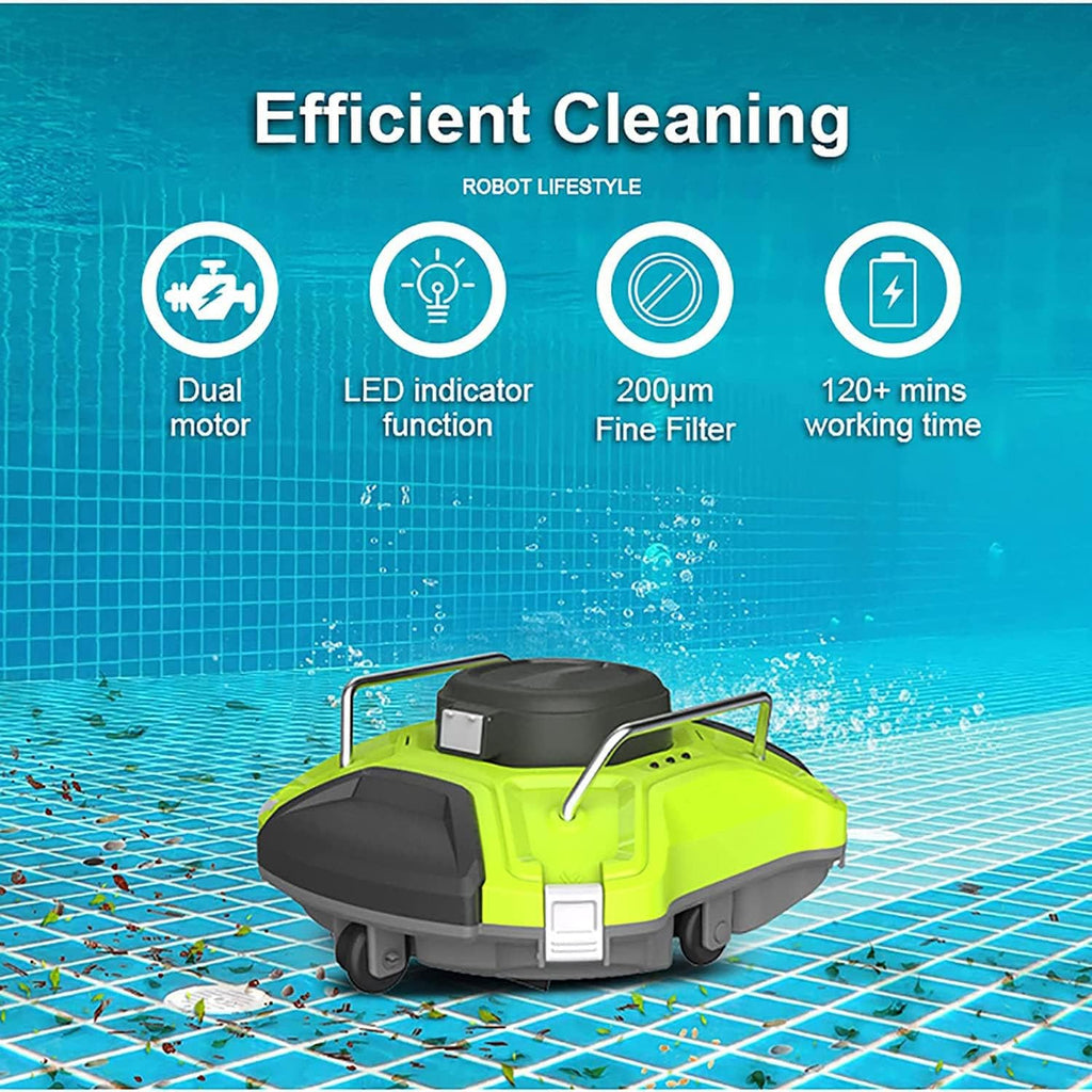Fully Automatic Swimming Pool Vacuum Cleaner,Swimming Pool Cleaner Robot,Cordless Automatic Pool Cleaner, Underwater Automatic Pool Vacuum Cleaner,for Ground Swimming Pool
