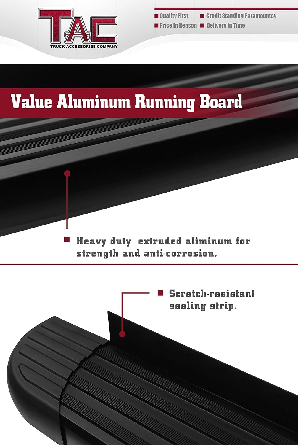 TAC Running Boards Fit 2011-2026 Dodge Durango (Exclude R/T, GT, GT Plus and SRT Models) Aluminum SUV Black Side Steps Nerf Bars Step Rails Running Boards Off Road Exterior Accessories (2 Pieces)