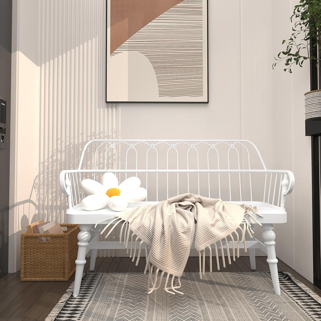 DIBRATY Entryway Bench,Spindle Back Wooden Dinning Bench, Farmhouse Foyer Bench for Entryway, Living Room, Dinning Room, Mudroom
