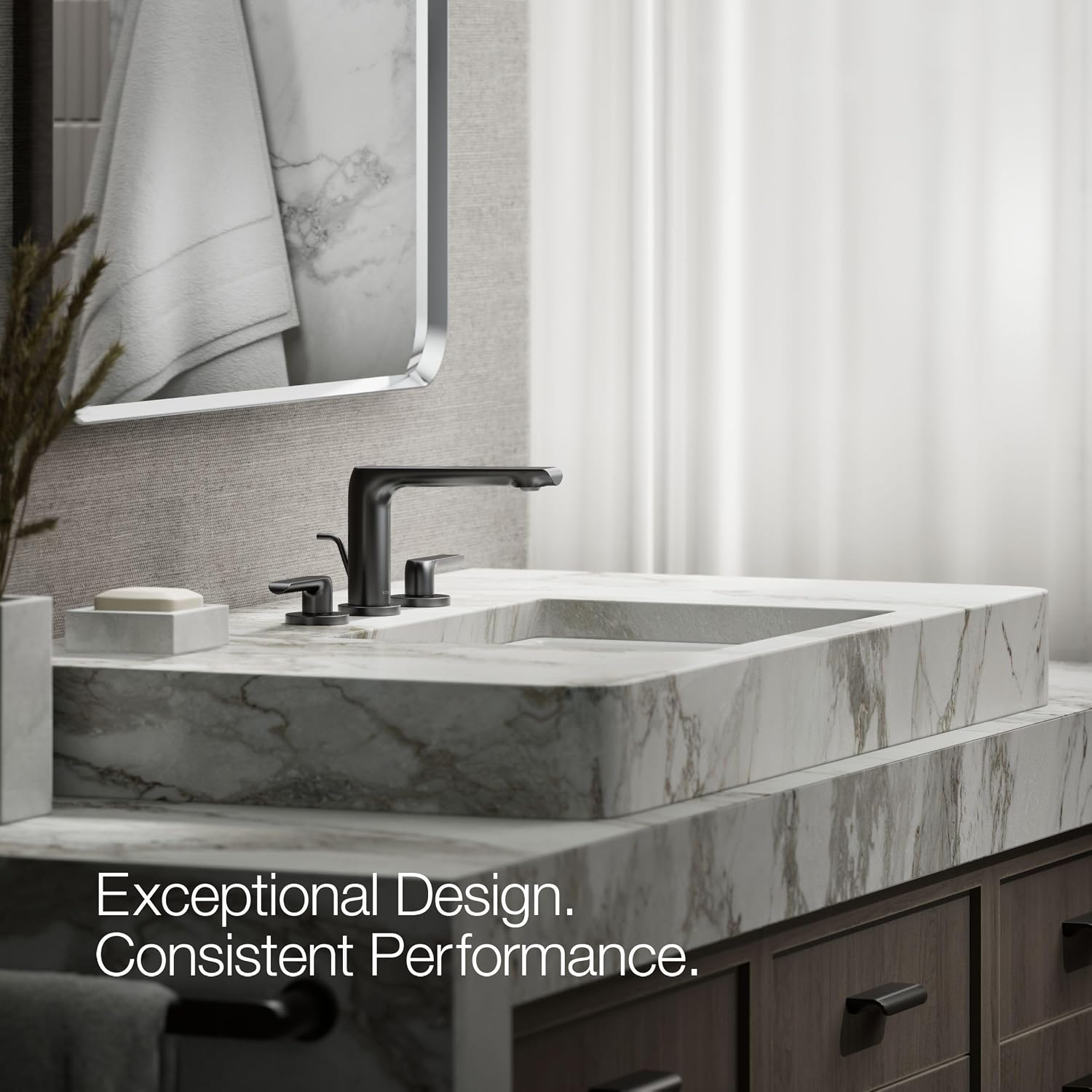 Kohler 97352-4-BL Avid® Widespread Bathroom Sink Faucet, 1.2 gpm, Matte Black