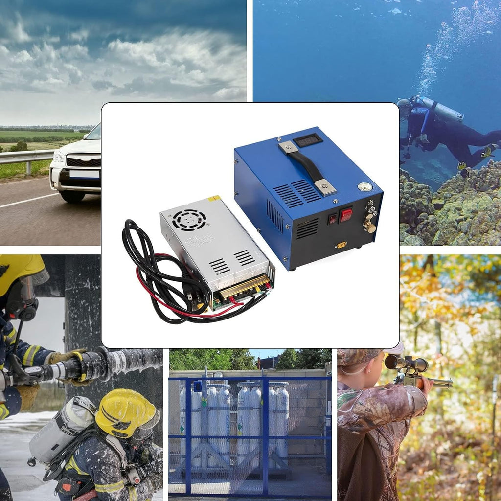 Portable PCP Electric Air Compressor - 4500 PSI/300 Bar/30 MPa High-Pressure Pump - 12V DC Car Powered Inflation Pump for Tires, PCP Rifles, and Paintball Tanks