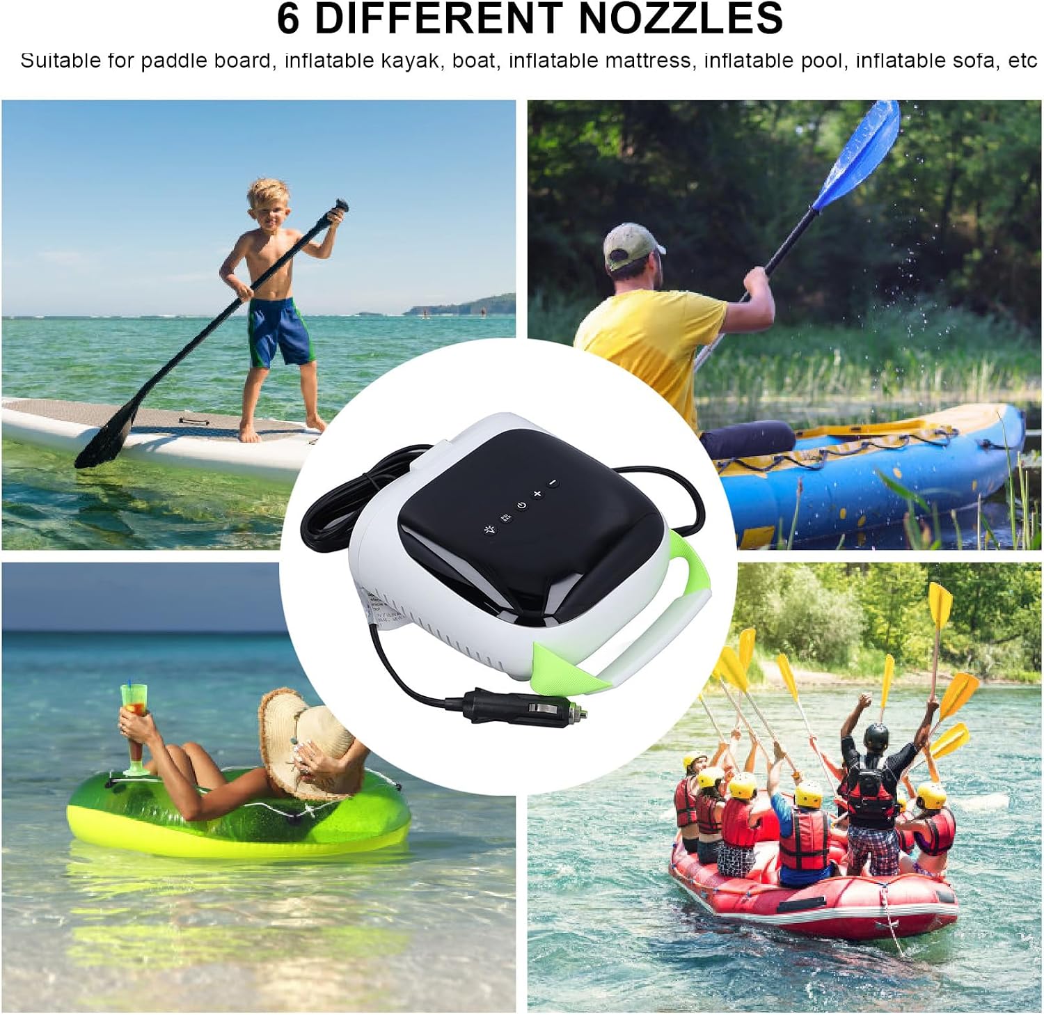 Gavigain Rechargeable Paddle Board Pump Electric Air Pump Portable Inflation Pump for Kayak Support 12V Car Charging
