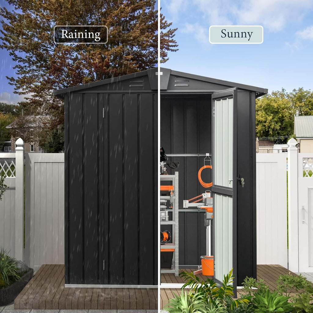 Domi Outdoor Storage Shed 5.7'x3', Metal Sheds Outdoor Storage with Lockable Doors & Air Vents for Patio Garden Lawn Backyard,Gray