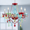 5-Lights Children Chandeliers, Modern Candy Design, Colorful Crystal Chandeliers for Bedroom, Dining Room, D22.8'' × H33.5'', Adjustable Height (33.5'~70.9'), Youth Color & Chrome Finish Frame