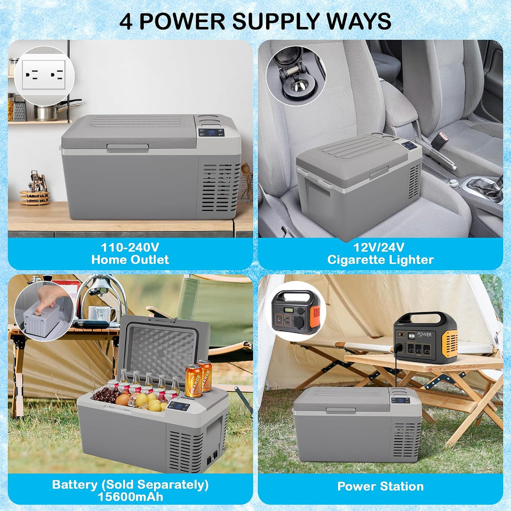 GarveeTech Car Refrigerator - 21 QT Electric Cooler with Ultra-Fast Cooling, Car Cooler with Low Power, Portable Refrigerator with Battery Protection, Portable Freezer with 12/24V DC, Usable Battery