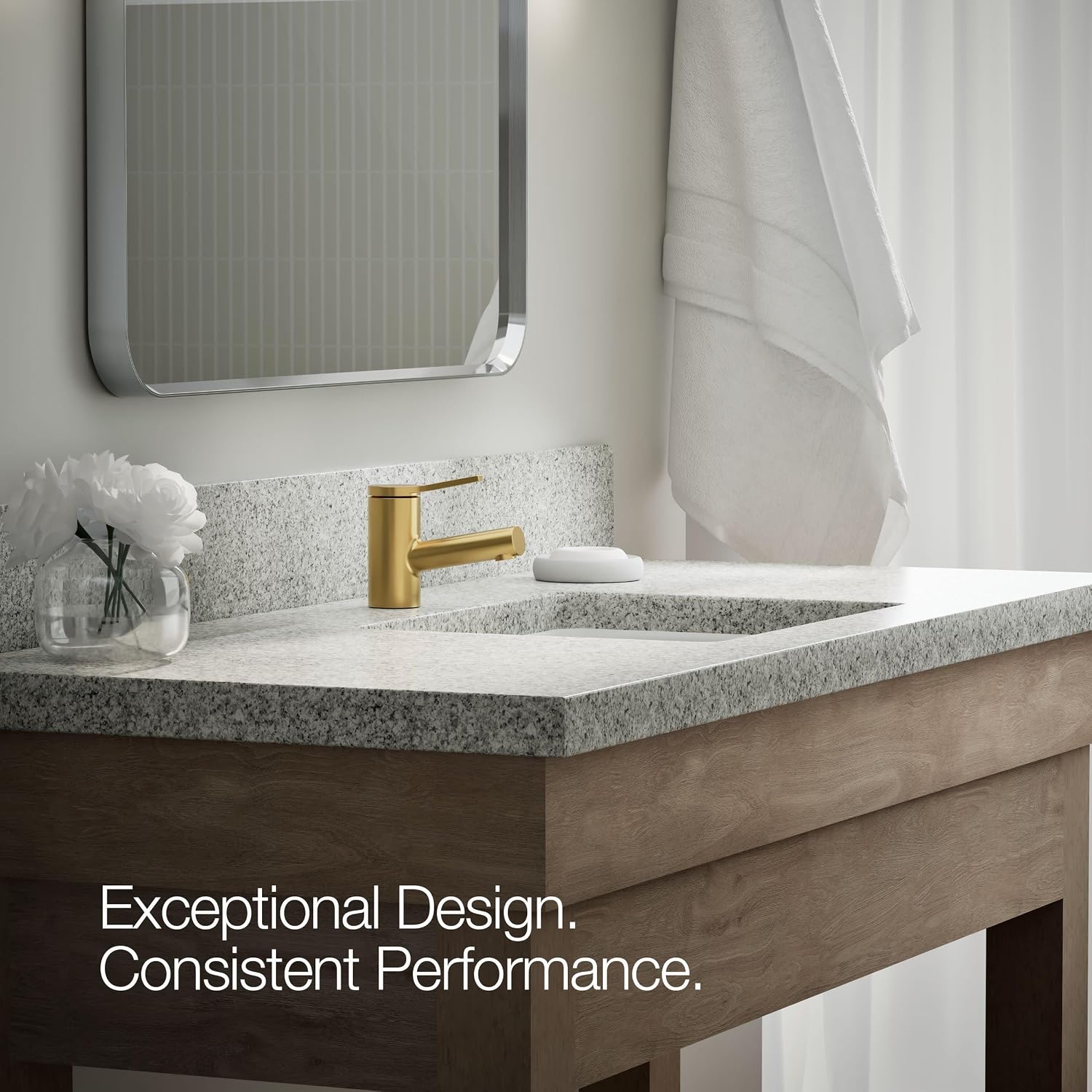 Kohler K-33590-4-2MB Elate® Short Single-Handle Bathroom Sink Faucet, Bathroom Faucets, 1.2 GPM, Vibrant Brushed Moderne Brass