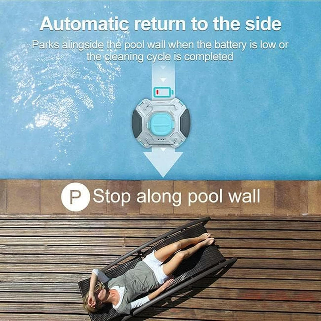 Wireless Robotic Cleaner for Swimming Pools, Pool Vacuum Cleaner with Improved Double Drive Engines, Up to 90 Minutes of Cleaning for Pools On The Floor Or On The Ground Up to More
