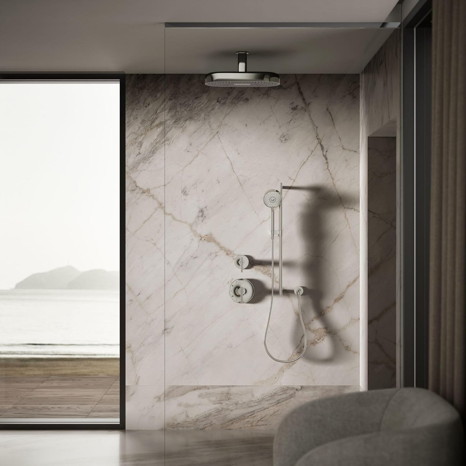 Kohler 26297-SN Statement® Oblong 18' two-function rainhead, 2.5 gpm, Vibrant Polished Nickel