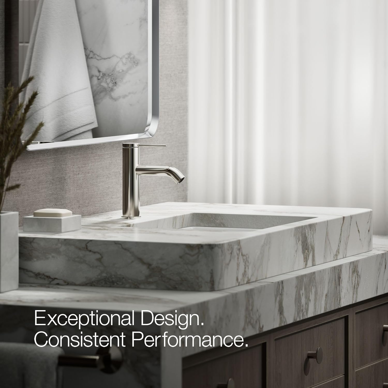 Kohler 77958-4A-SN Components® Single-Handle Bathroom Sink Faucet, 1.2 gpm, Vibrant Polished Nickel