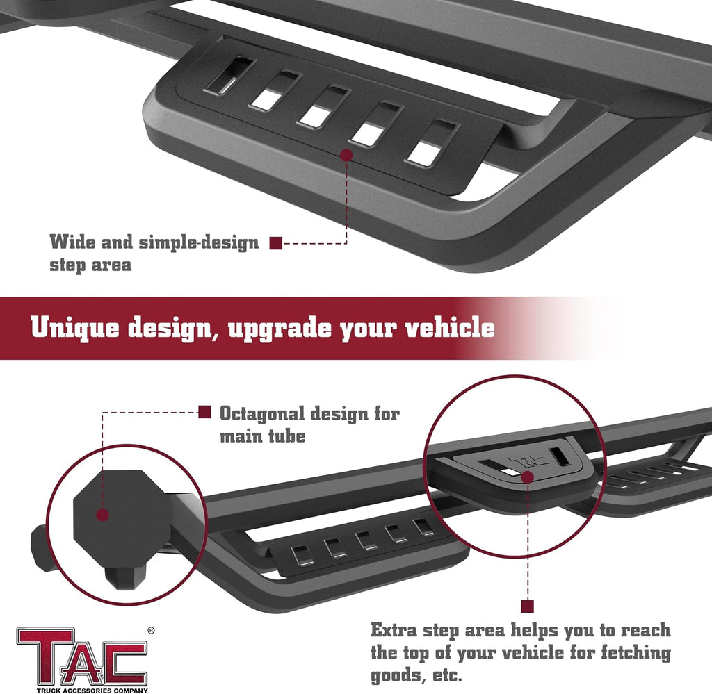 TAC Gen5HD Running Boards W/T 4'-Drop Compatible with 2020-2026 Jeep Gladiator JT Truck| Side Steps| Nerf Bar| Two-Stair| 2 pcs