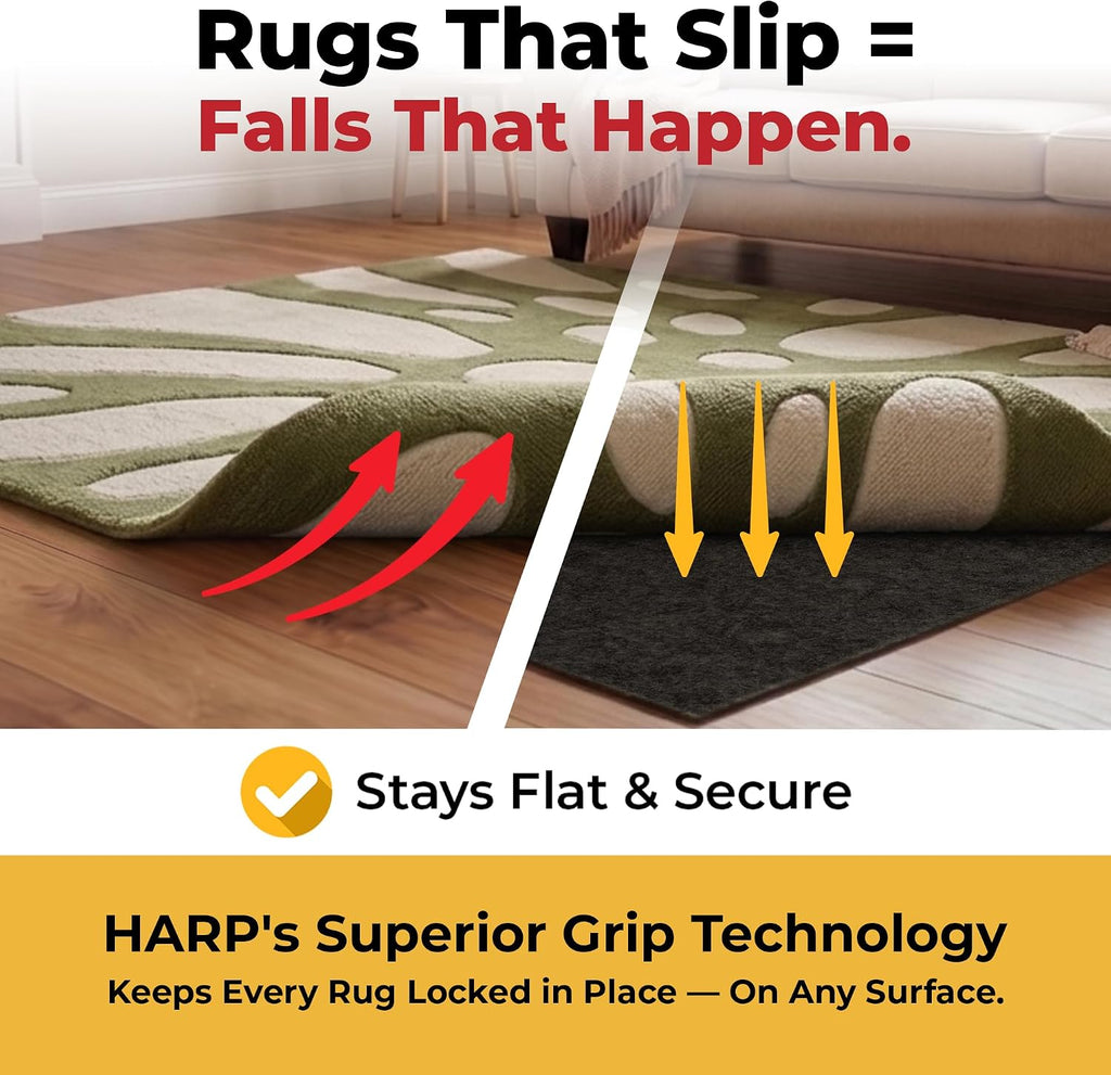 Hold-a-Rug Plush 9' Round Nonskid, Nonslip Rug Pad, Reversible Gripper, ¼ Thick, Safe for All Floors and Carpet, Keep Area Rugs Secure