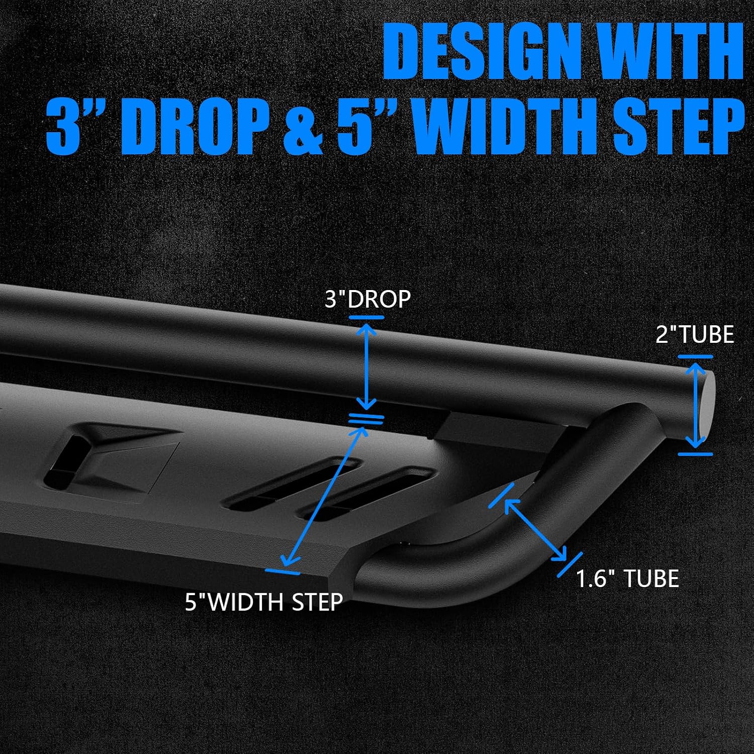 ONINE Tubular Drop Running Board Custom Fit 2019-2026 Chevy Silverado/GMC Sierra 1500 & 2020-2026 Chevy Silverado/GMC Sierra 2500HD/3500HD Crew Cab Drop Side Step Nerf Bar, Textured Black