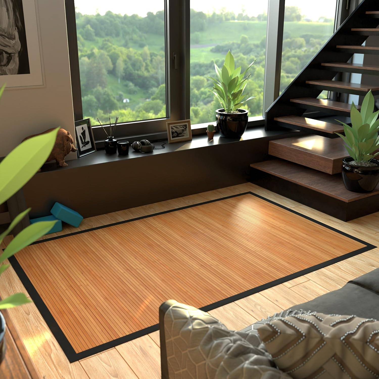 Red Lantern Bamboo Rug - Burnt Bamboo - 5' x 8'