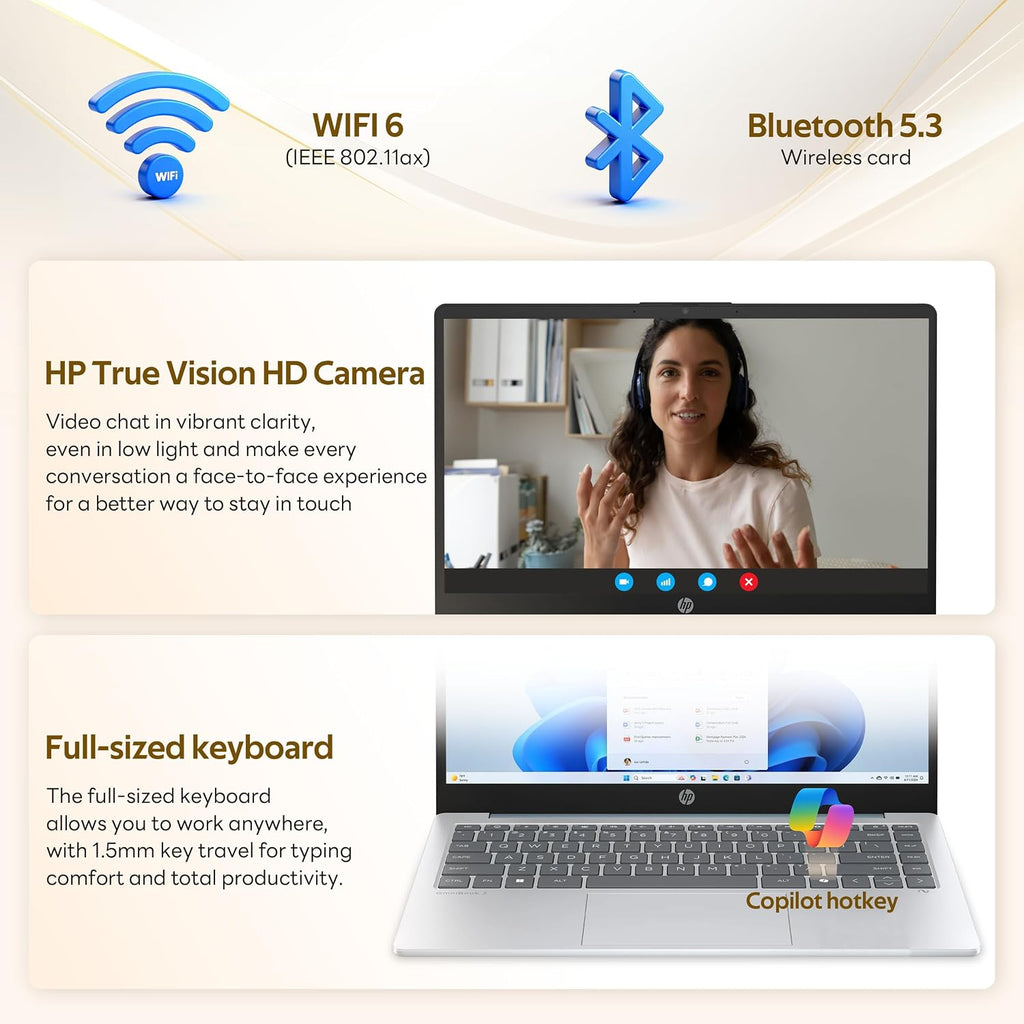 HP Stream 14' HD Student&Business Laptop with AI Copilot, AMD Athlon 7120, 4GB RAM, 1.12TB Storage (128GB SSD + 1TB Docking Station), 1 Year Office 365, Radeon Graphics, Win 11, Moonlight Blue