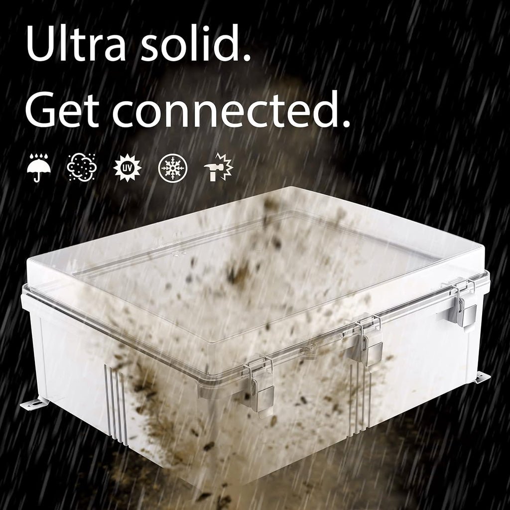 Gratury Junction Box, IP67 Waterproof Plastic Enclosure for Electrical Project, Hinged Transparent Cover, Includes Inner Door, Mounting Plate and Wall Bracket 510×410×200mm (20'×16.1'×7.9' TC-D)