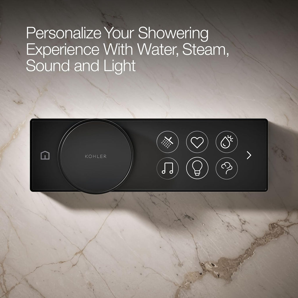 KOHLER Anthem + Digital Control Steamhead in Matte Black, Large Dial for Easy Temperature and Flow Rate Adjustment, Features System Warm-Up and Pause Option, Includes Optional Flow Restrictor