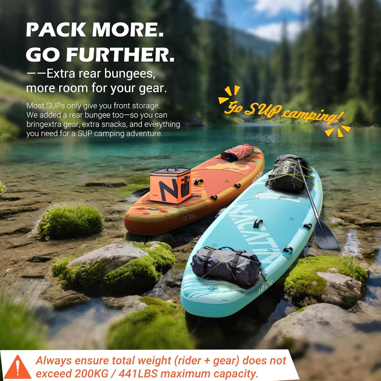 NACATIN Inflatable Stand Up Paddle Board,10'6'Upgrade Version Blow Up Paddle Boards for Adults with Premium SUP Accessories& Backpack,Adjustable Paddle,Camera Mount,Hand Pump, for Lake, River, Yoga