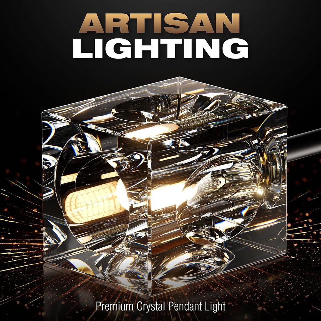 Dining Room Light Fixture,Gold Modern Crystal Chandelier Rectangular Pendant Light with 8 Light Farmhouse Chandeliers for Kitchen Island Dining Room Living Room Bedroom