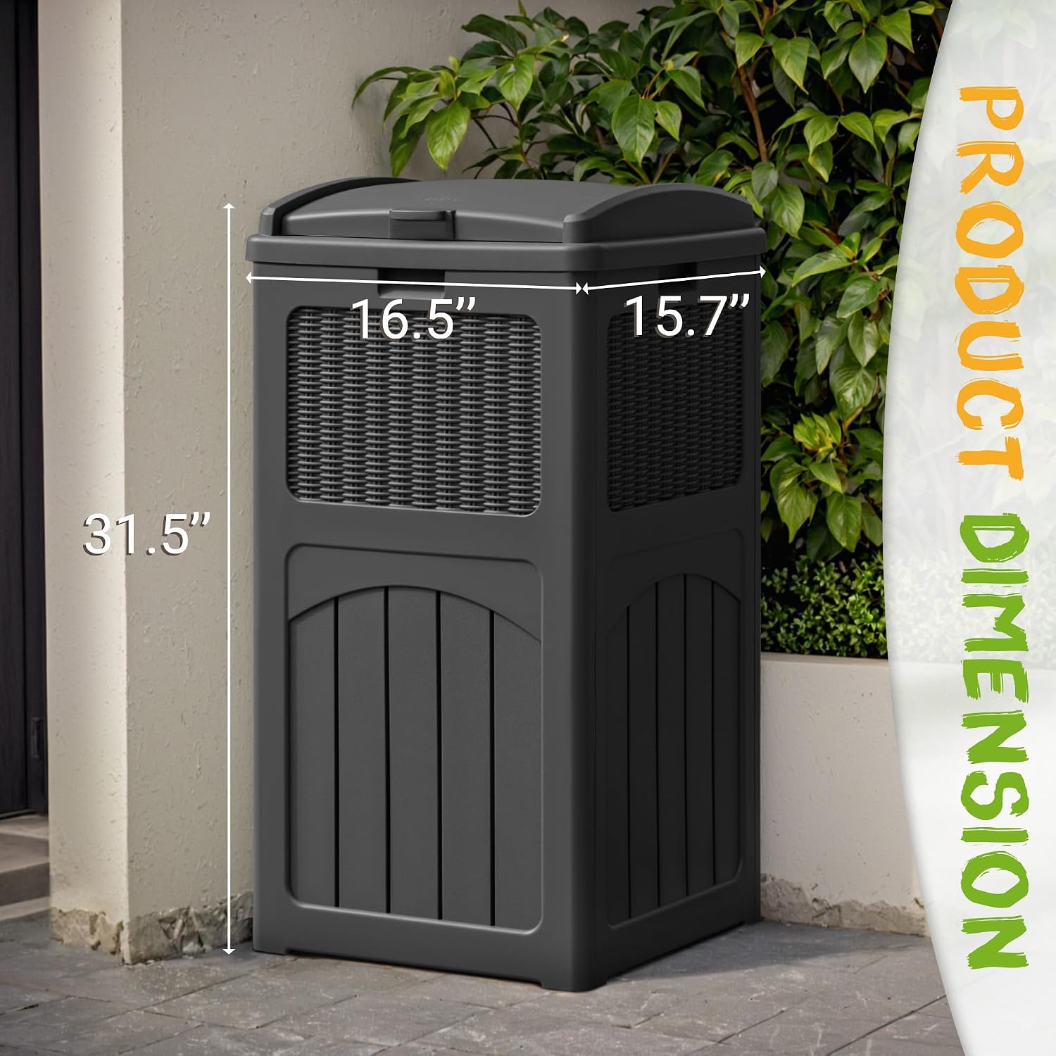YESHOMY 4 Pack Outdoor Trash Can with Lid, Garbage Bins for Garden, Porch, Home and Kitchen, Gray