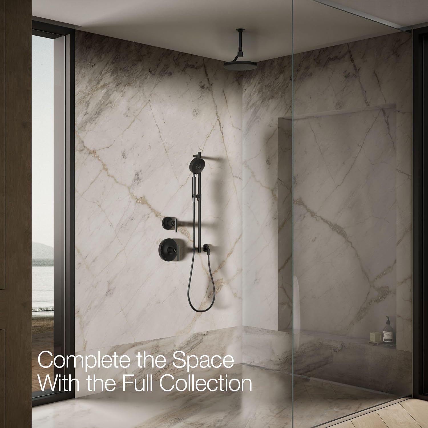 Kohler 26301-BL Statement® Open Rain iconic single-function rainhead,' 2.5 gpm, Matte Black