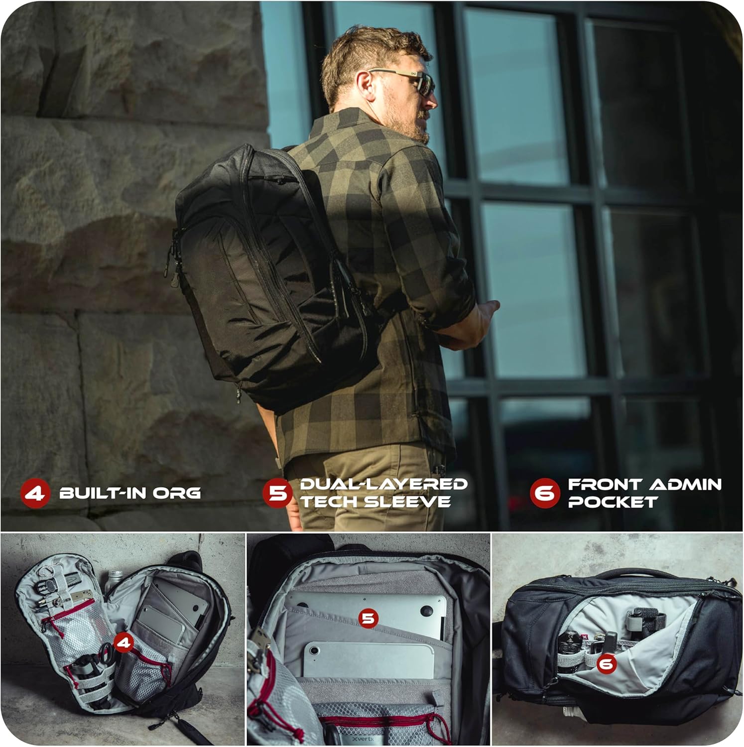 Vertx Gamut 22L Sling Backpack – Versatile, Durable Design with Ample Storage, Ideal for Everyday Use & Outdoor Adventures, Black - One Size