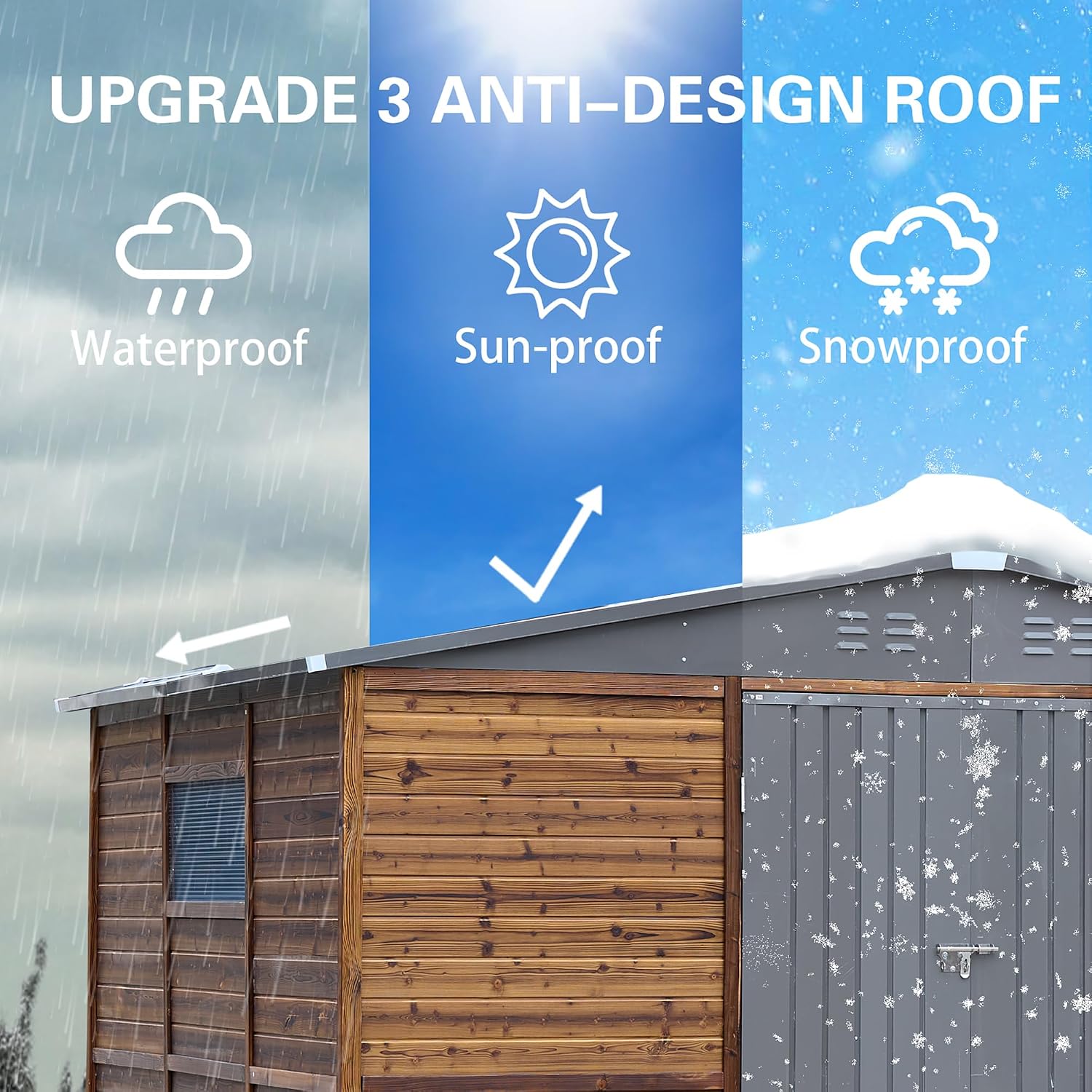 Endark 8x10FT Outdoor Storage Shed with Window, Lockable Sliding Doors & Metal Sloped Roof, Waterproof & Rust-Resistant for Garden, Backyard, Patio, Lawn, for Backyard Tools Storage