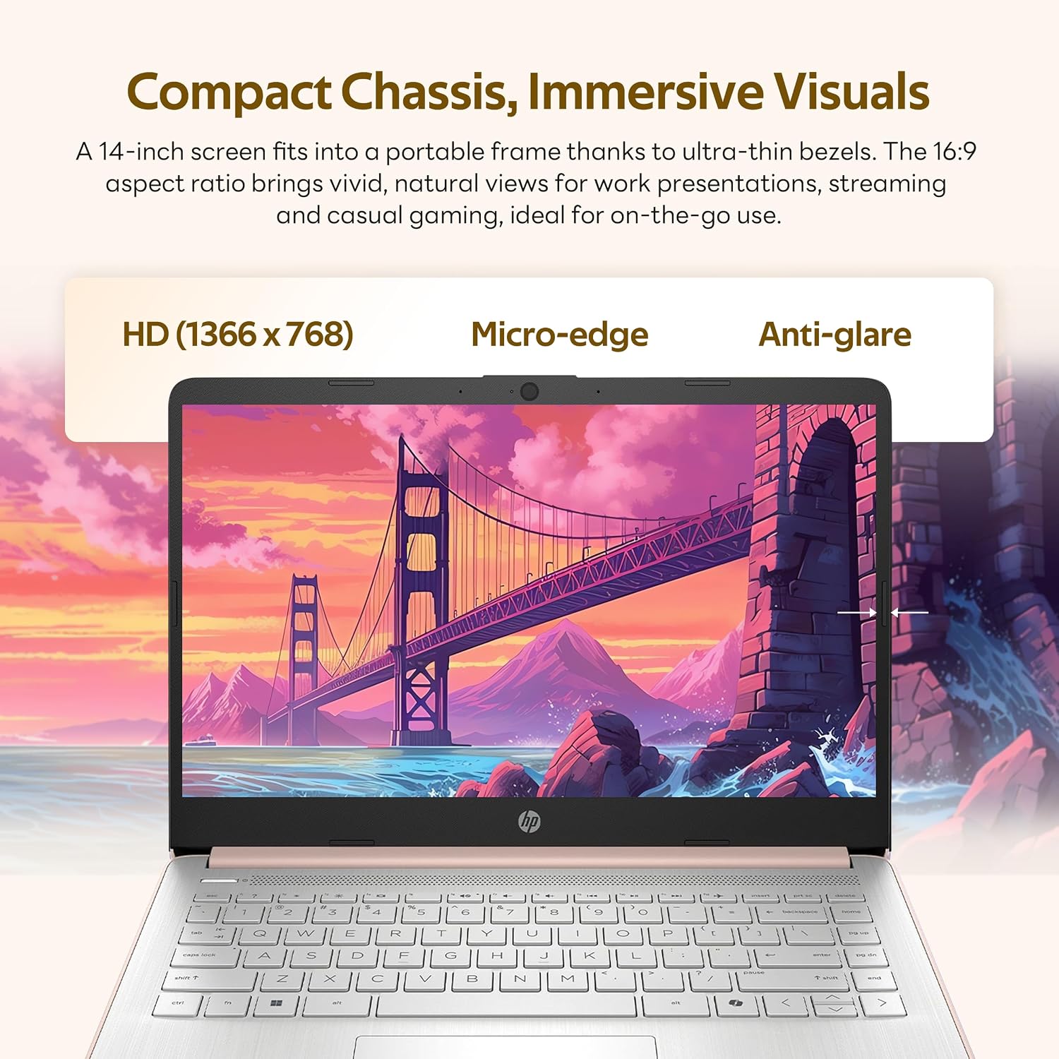 HP Stream 14' HD Student&Business Laptop with AI Copilot, Intel Processor N150, 4GB RAM, 1.12TB Storage (128GB UFS + 1TB Docking Station), 1 Year Office 365, Intel Graphics, Win 11, Pale Rose Gold