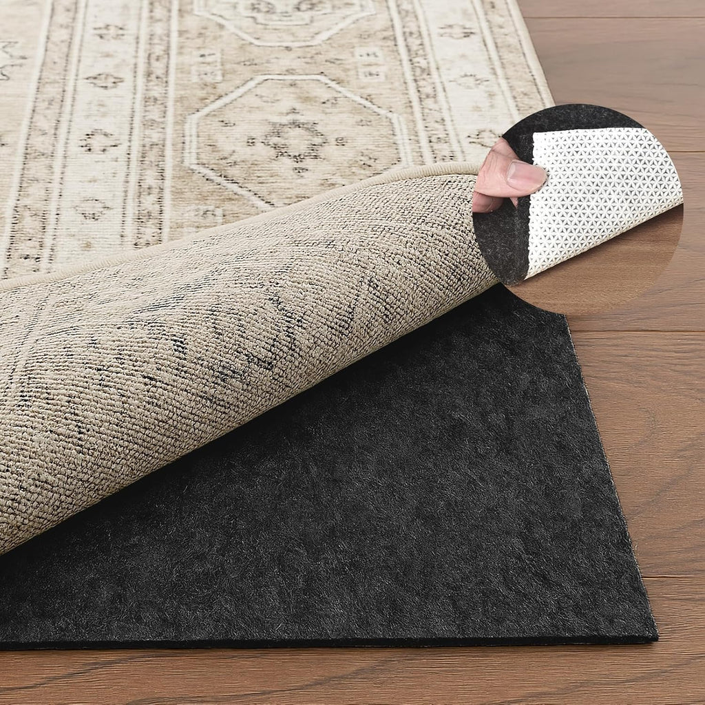 Deep Dream Dual Surface 10'x14' Rug Pad, Waterproof 1/8' Thick Felt + Natural Rubber Backing, Non Slip Carpet Gripper for Area Rugs, Protective Cushioned Pads for All Floors
