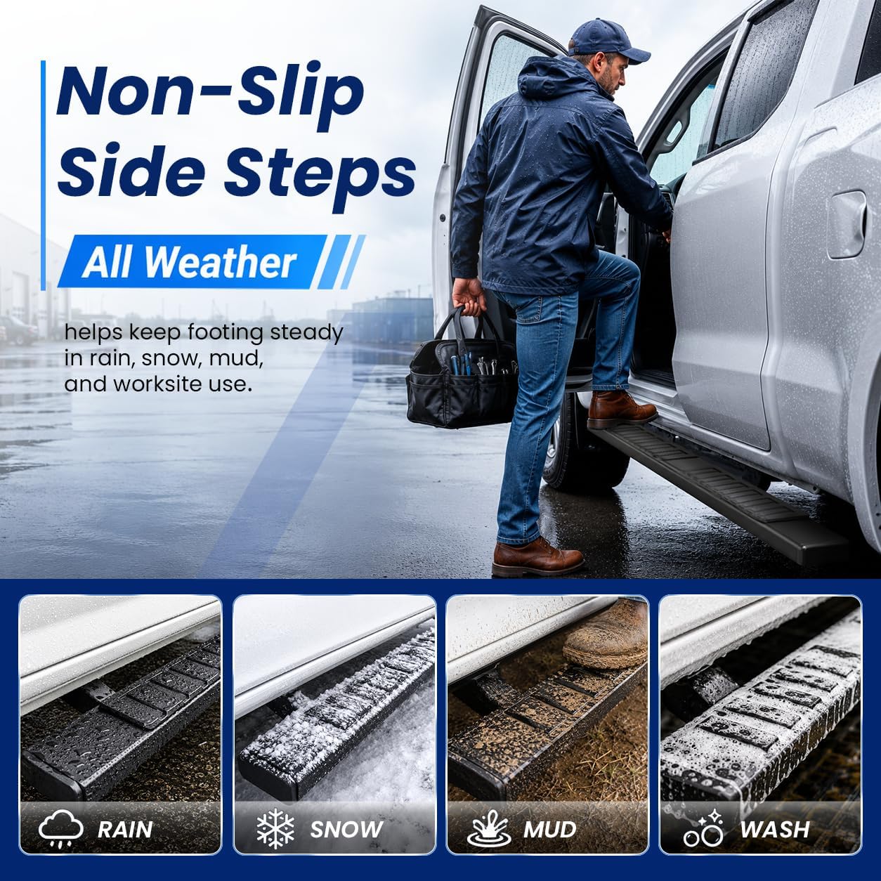 PZ 6' Running Boards Anti-Slip Side Steps Compatible with Chevy Silverado/GMC Sierra 1500 Double Cab 2019-2025, 2020-2025 for 2500HD 3500HD,500LBS No Drill Truck Running Boards Direct Fit Nerf Bar
